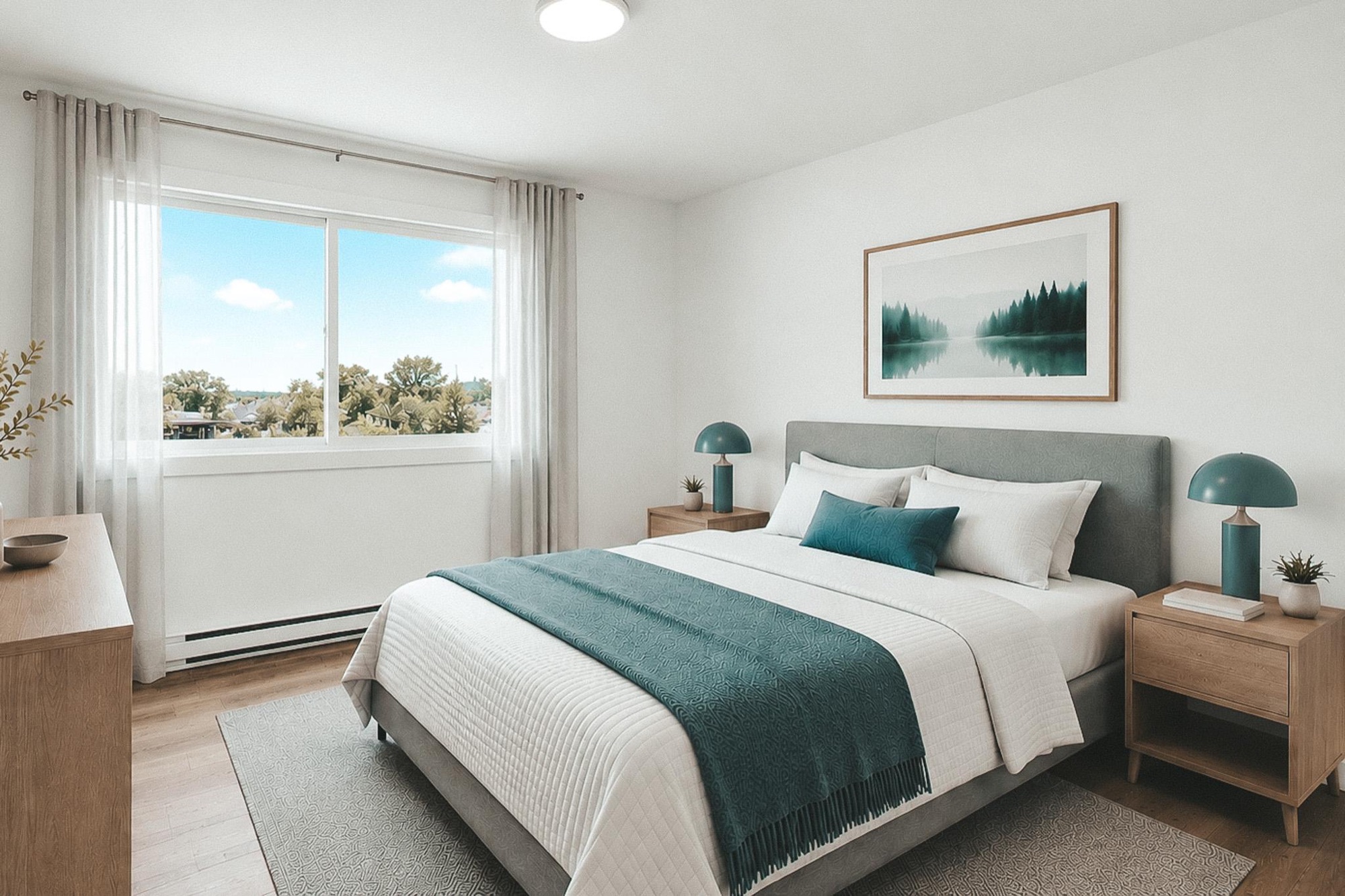 Staged bedroom at Domaine Choisy